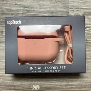 Blush Pink AirPods Pro 4-in-1 Silicone Accessory Set • Case Strap Clip NWB